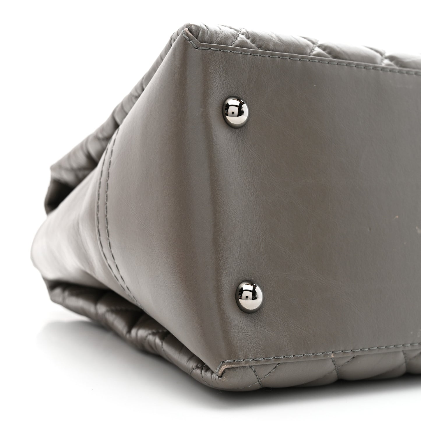 Aged Calfskin Lady Pearly Tote Grey
