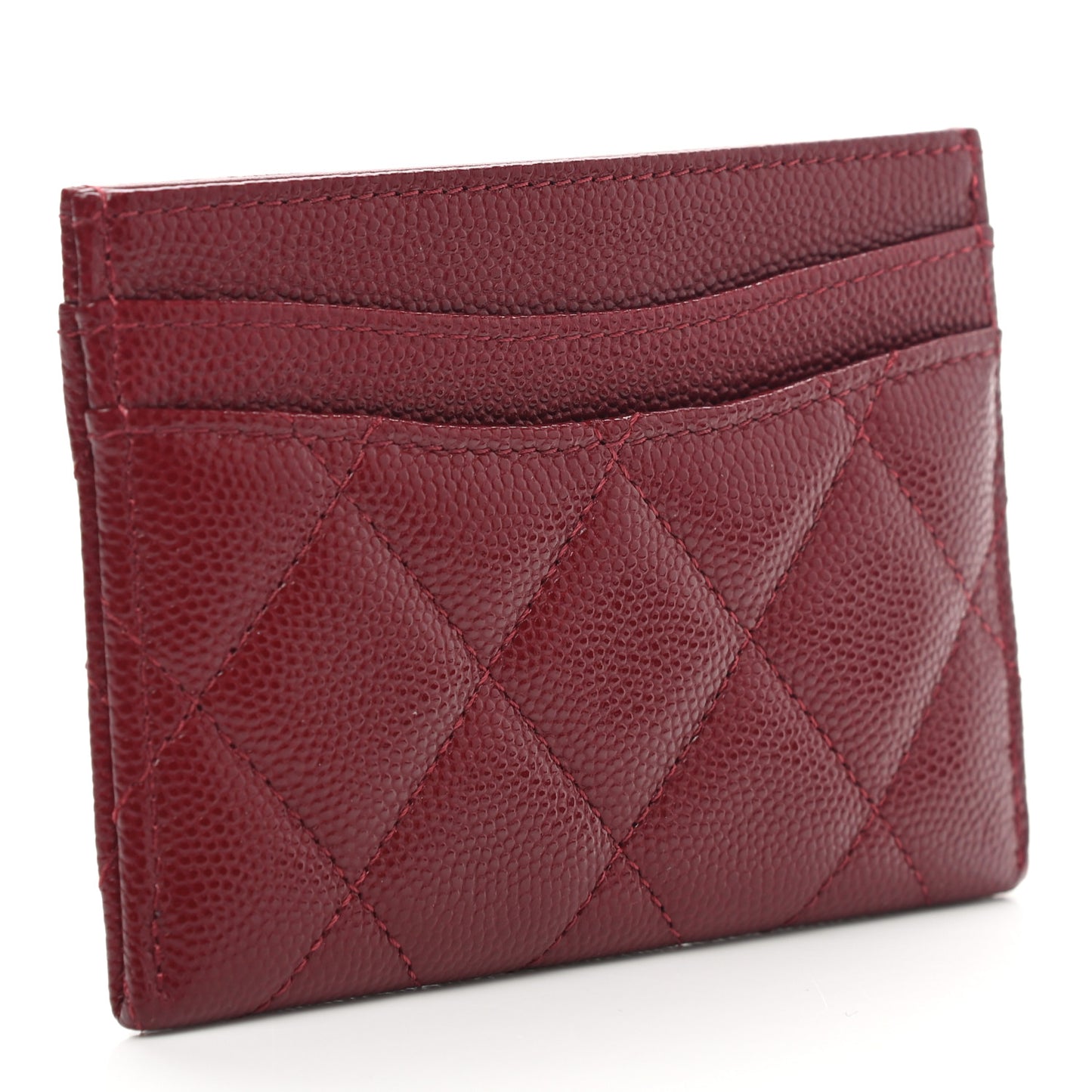 Caviar Quilted Card Holder Burgundy