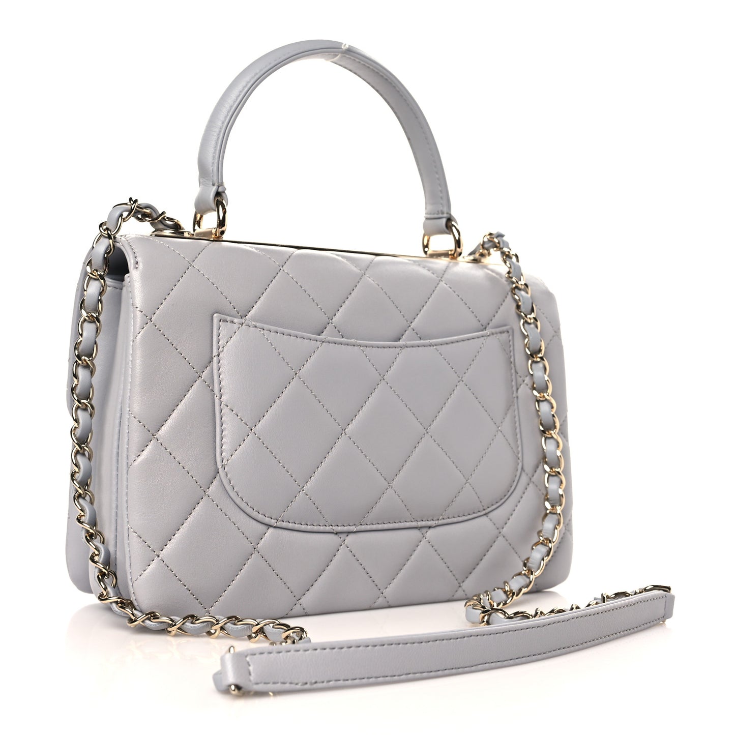 Lambskin Quilted Small Trendy CC Flap Dual Handle Bag Light Grey