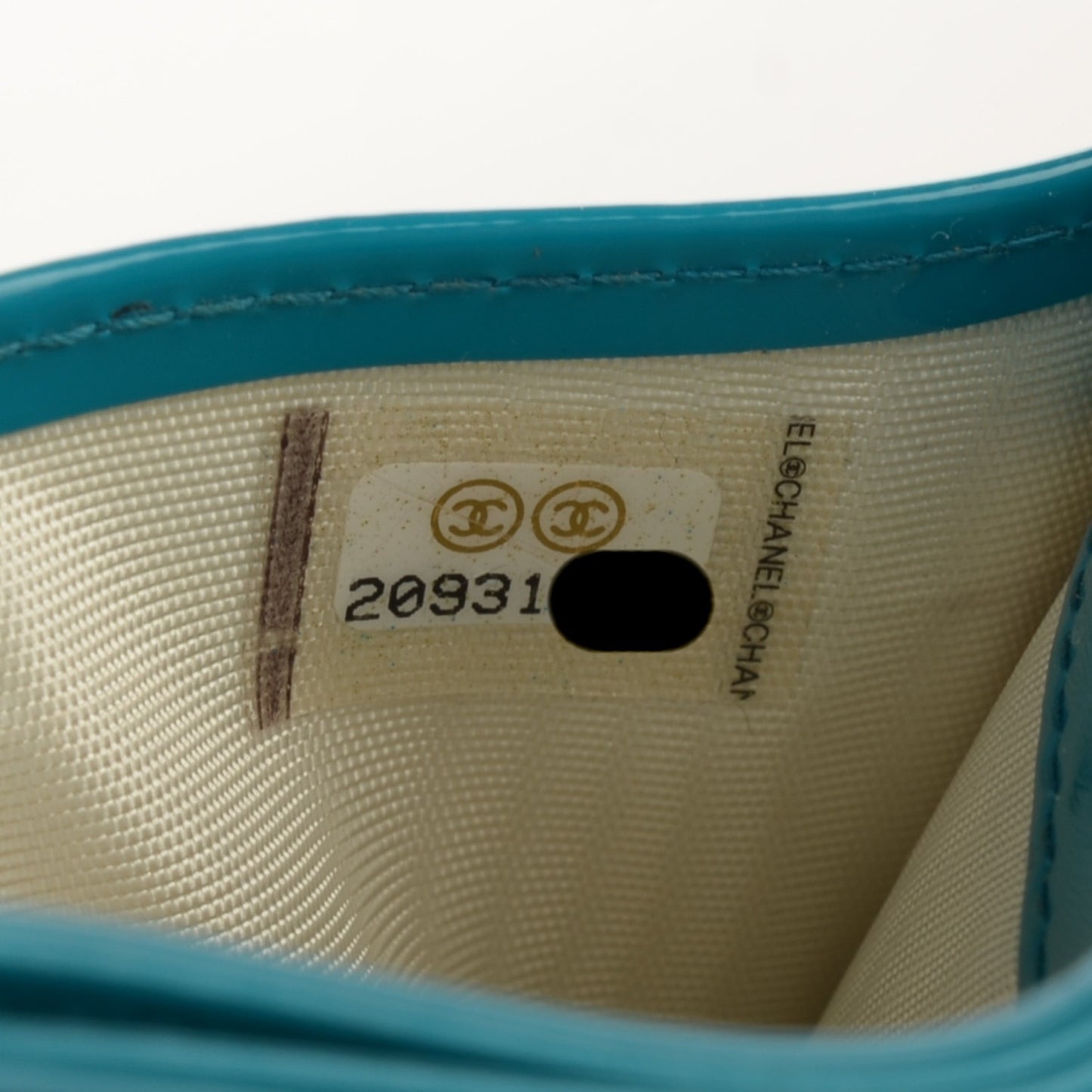 Patent Chevron Card Holder Turquoise