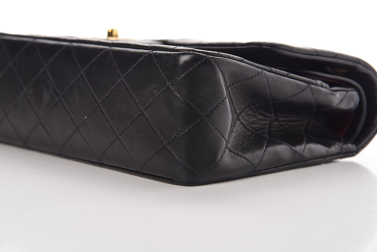 Lambskin Quilted Medium Double Flap Black
