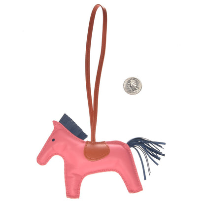 Hermes Milo Lambskin Grigri Rodeo Bag Charm MM Rose Azalee Cornaline Bleu De Malte 2 of 4