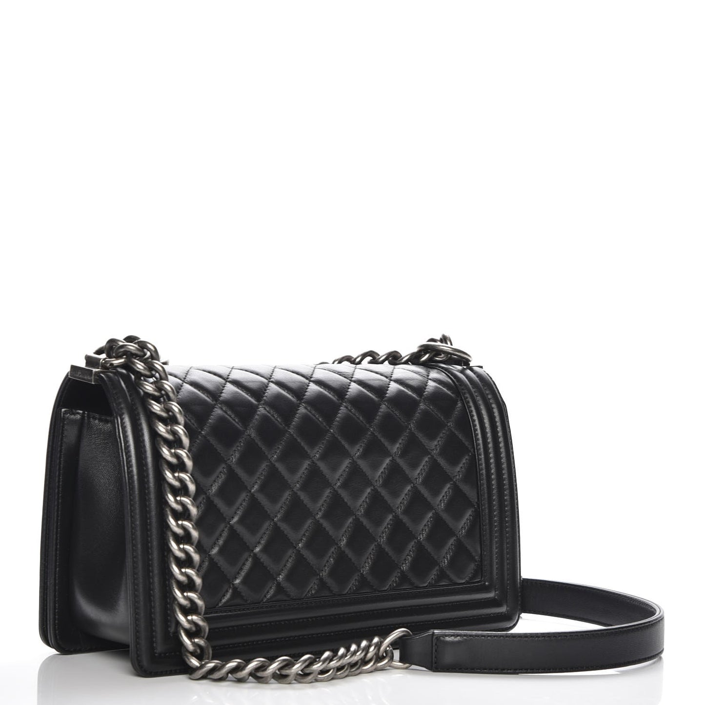 Lambskin Quilted Medium Boy Flap Black