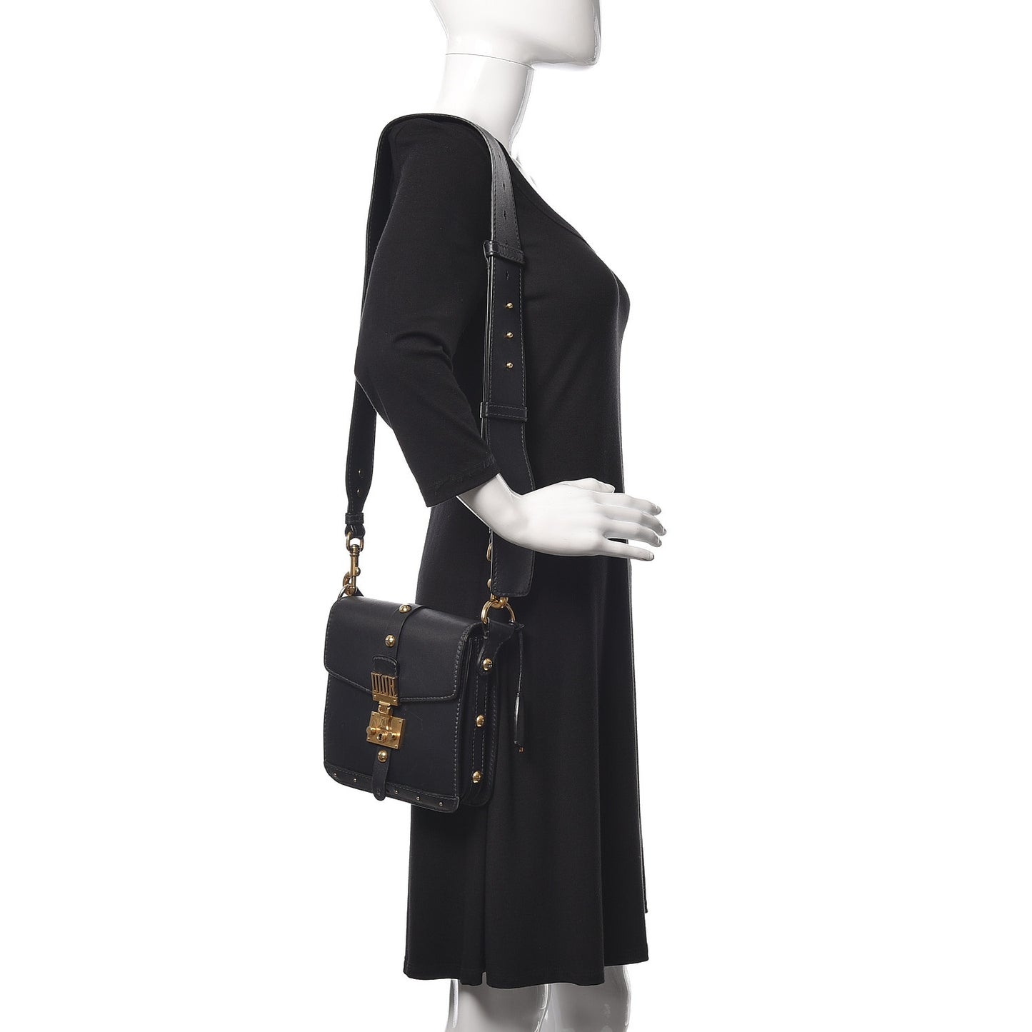 Calfskin Studded Square Dioraddict Flap Black