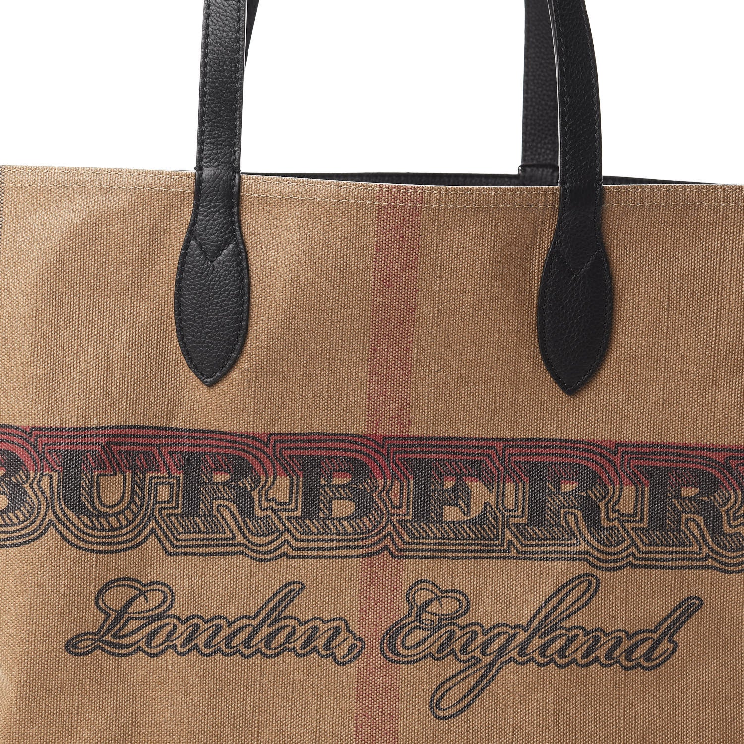 Burberry Coated Canvas Mega Check Medium Doodle Tote Black 9 of 9