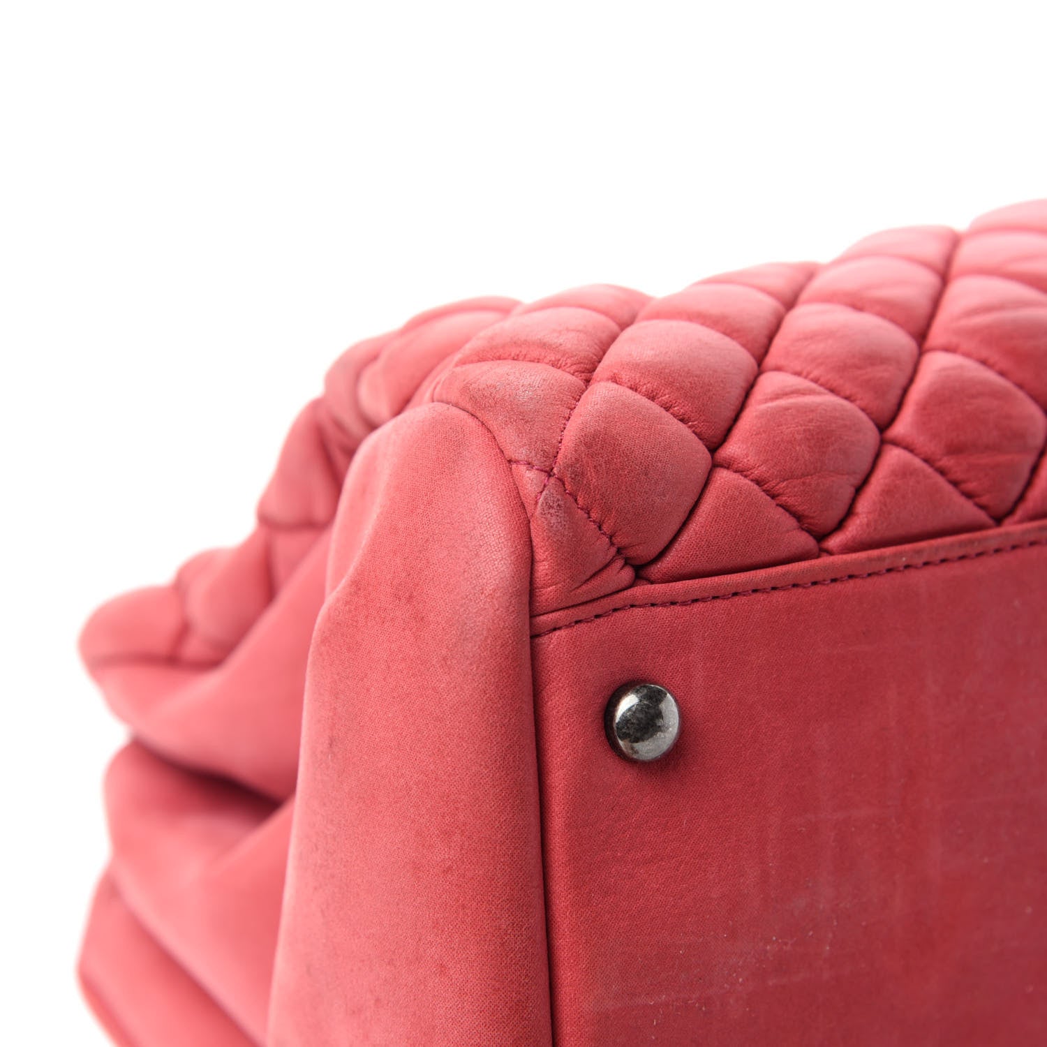 Chanel Iridescent Calfskin Quilted Large Just Mademoiselle Bowling Red 8 of 16