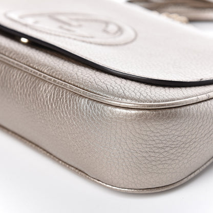 Gucci Metallic Pebbled Calfskin Medium Soho Flap Crossbody Golden Beige 11 of 11