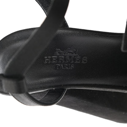 Hermes Suede Goatskin Satin Calas Sandals 36 Black 6 of 11