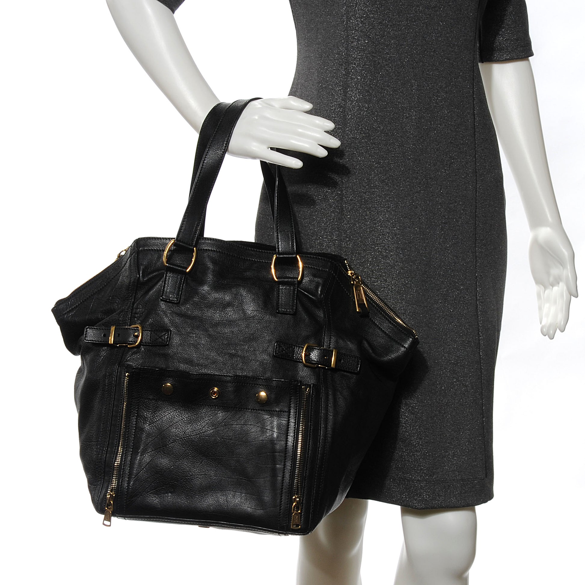 Saint Laurent Leather Large Downtown Tote Black 2 of 7