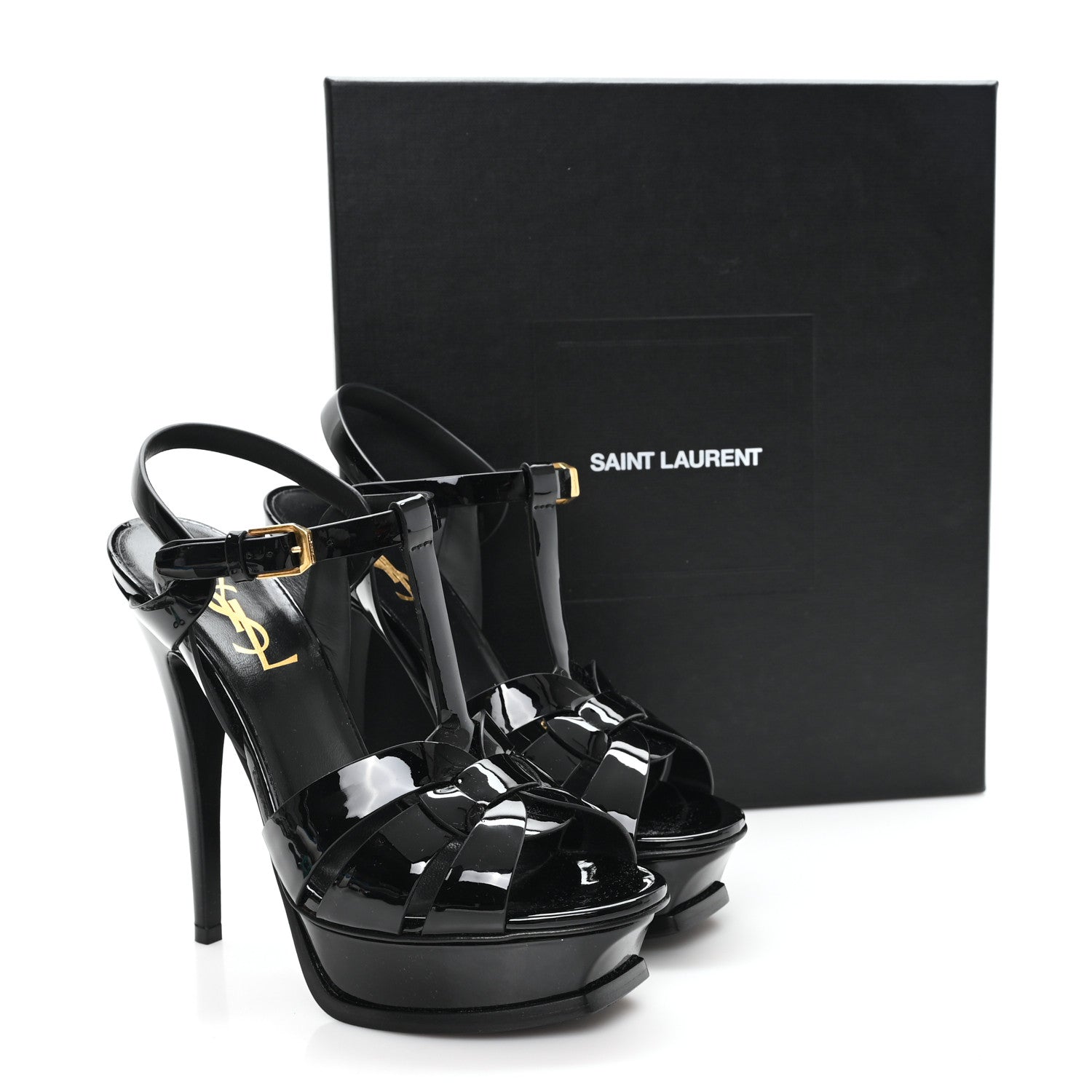 Saint Laurent Patent Tribute 105 Platform Sandals 37 Black 10 of 10