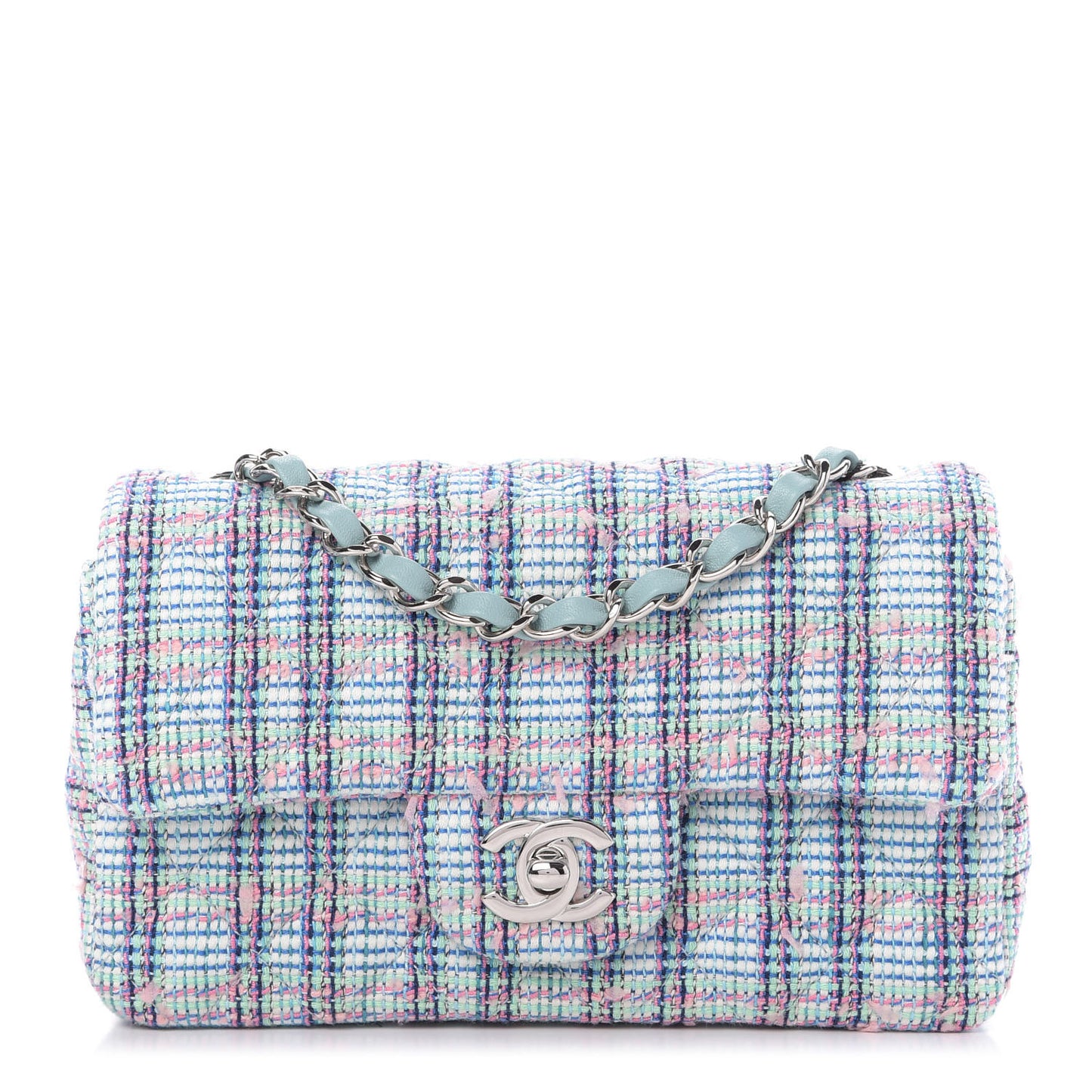 Quilted Mini Rectangular Flap Blue White