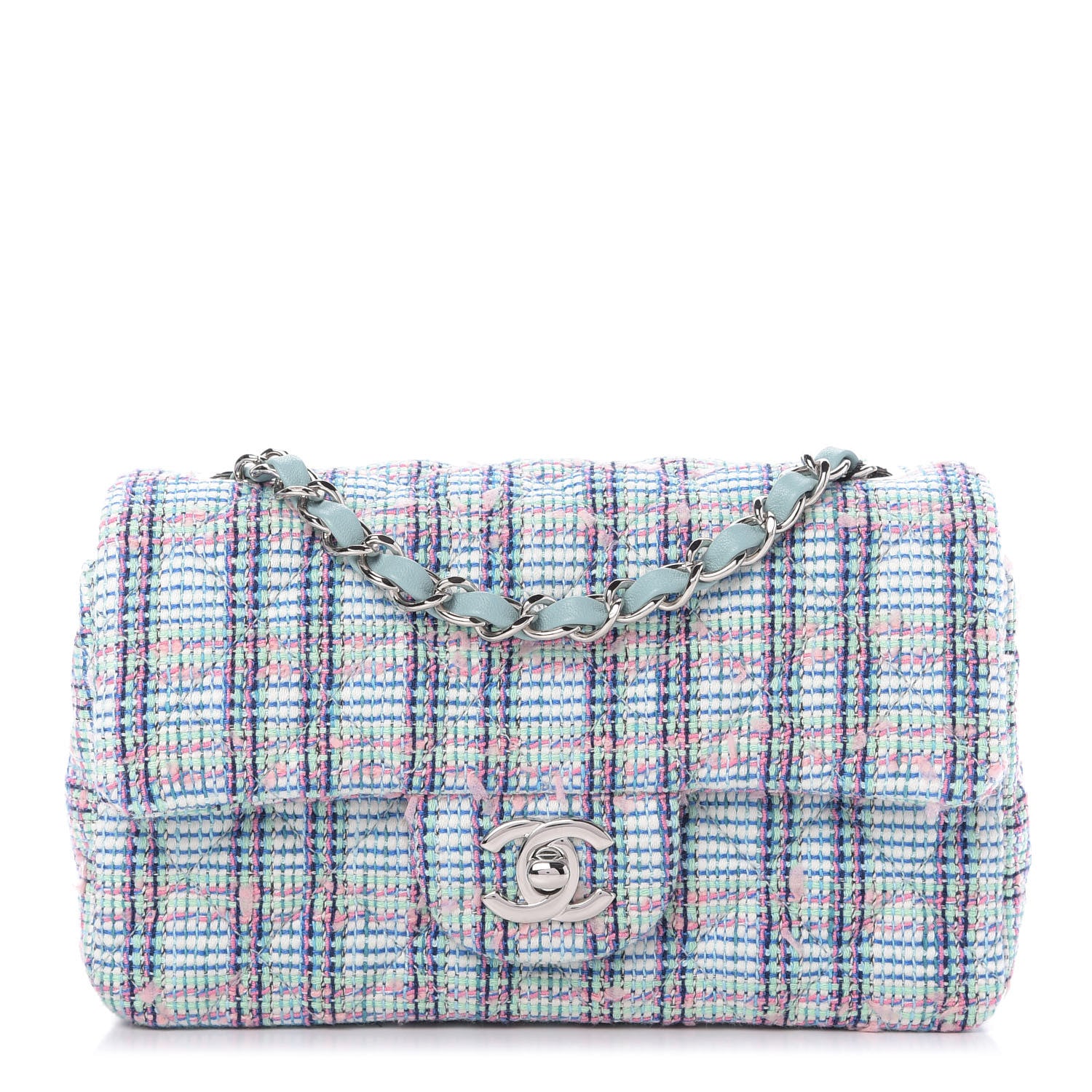 Chanel Quilted Mini Rectangular Flap Blue White 1 of 10