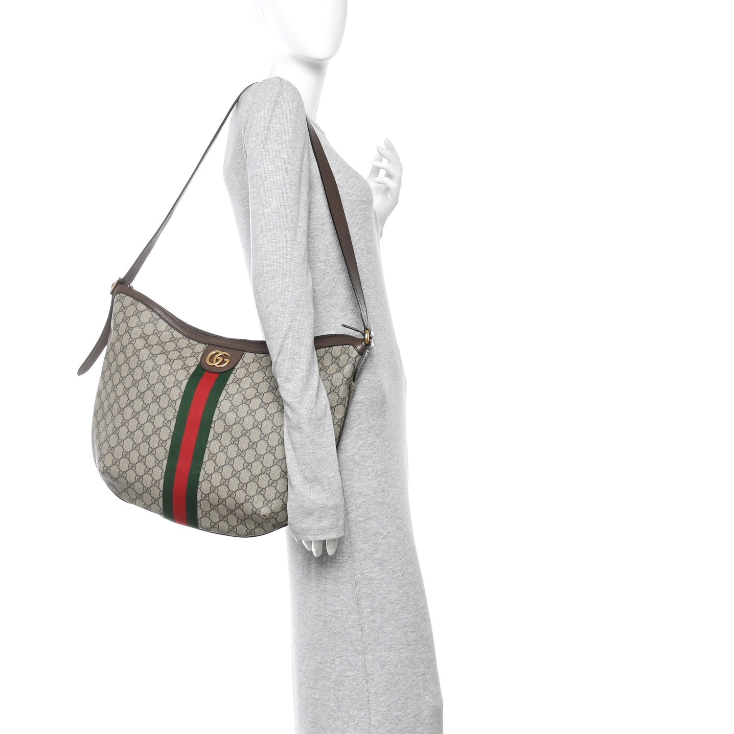 Gucci GG Supreme Monogram Web Ophidia Half Moon Hobo Brown 2 of 10