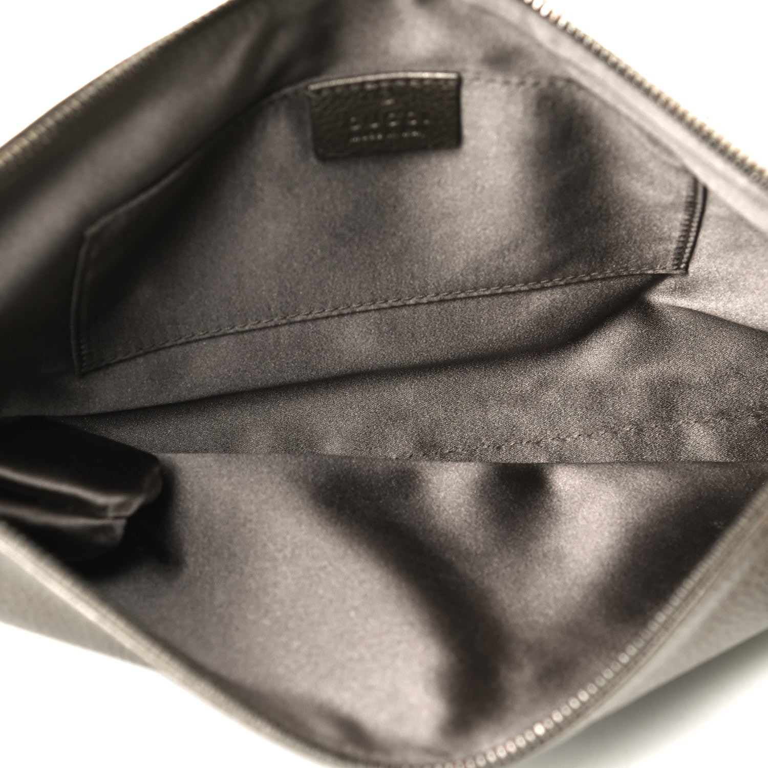 Gucci Metallic Pebbled Calfskin Tassel Clutch Pewter 3 of 10