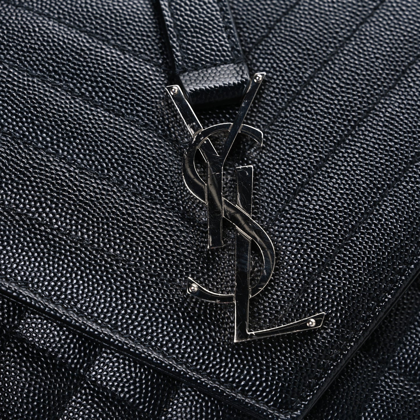 Grain De Poudre Textured Mixed Matelasse Triquilt Medium Monogram Satchel Black