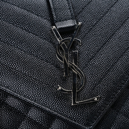 Saint Laurent Grain De Poudre Textured Mixed Matelasse Triquilt Medium Monogram Satchel Black 10 of 10