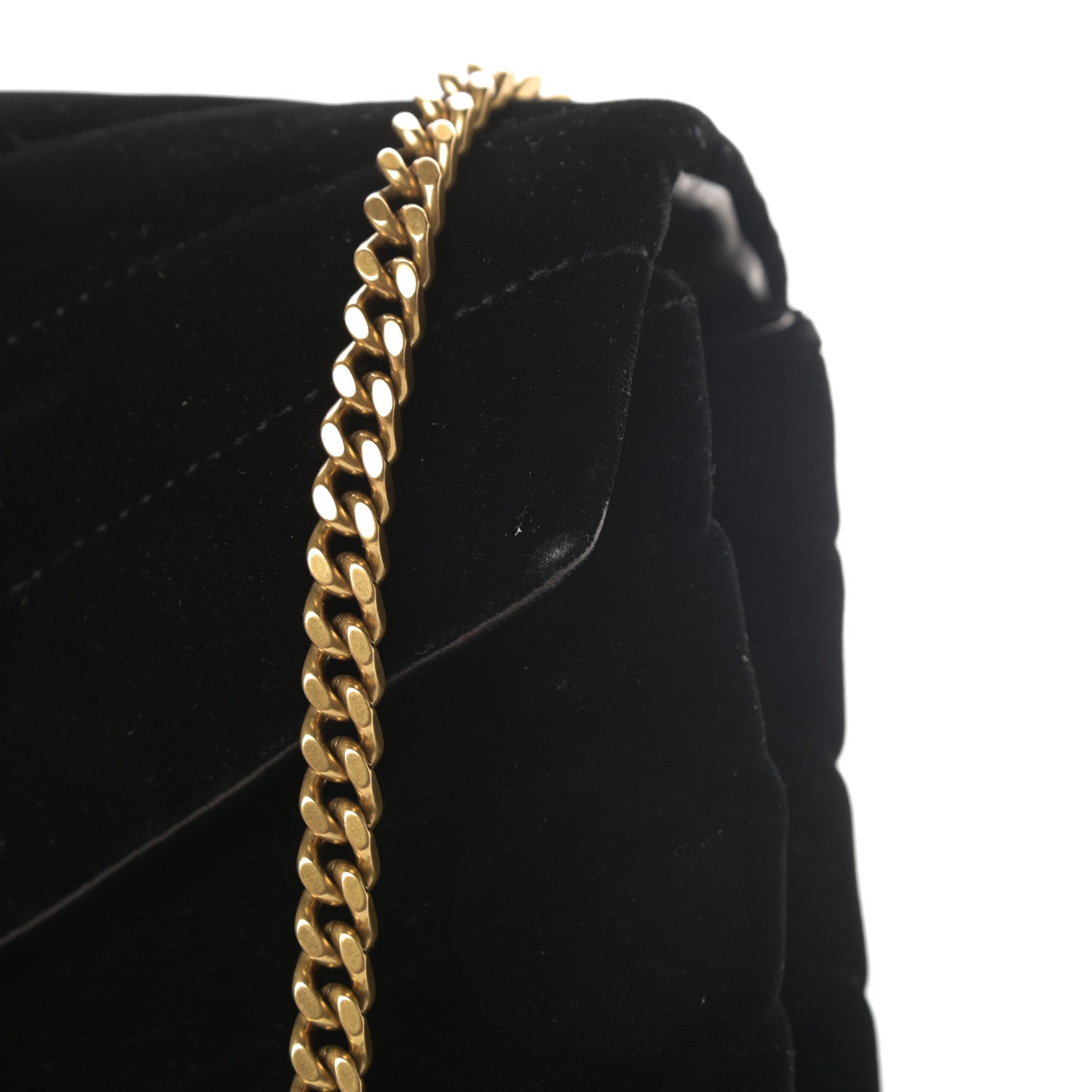 Saint Laurent Velvet Y Quilted Monogram Small Loulou Chain Satchel Black 17 of 17