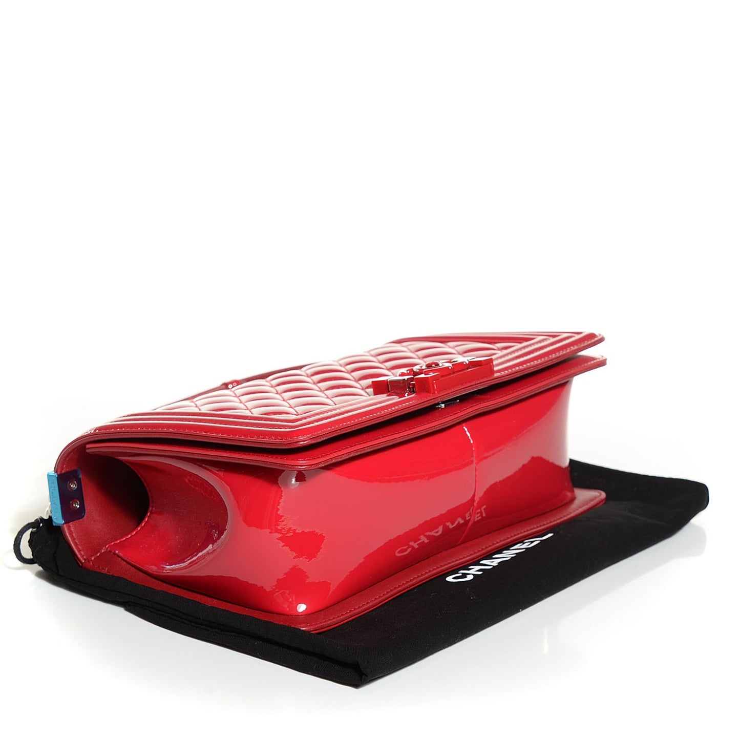 Patent Quilted Medium Boy Flap Plexiglass Red