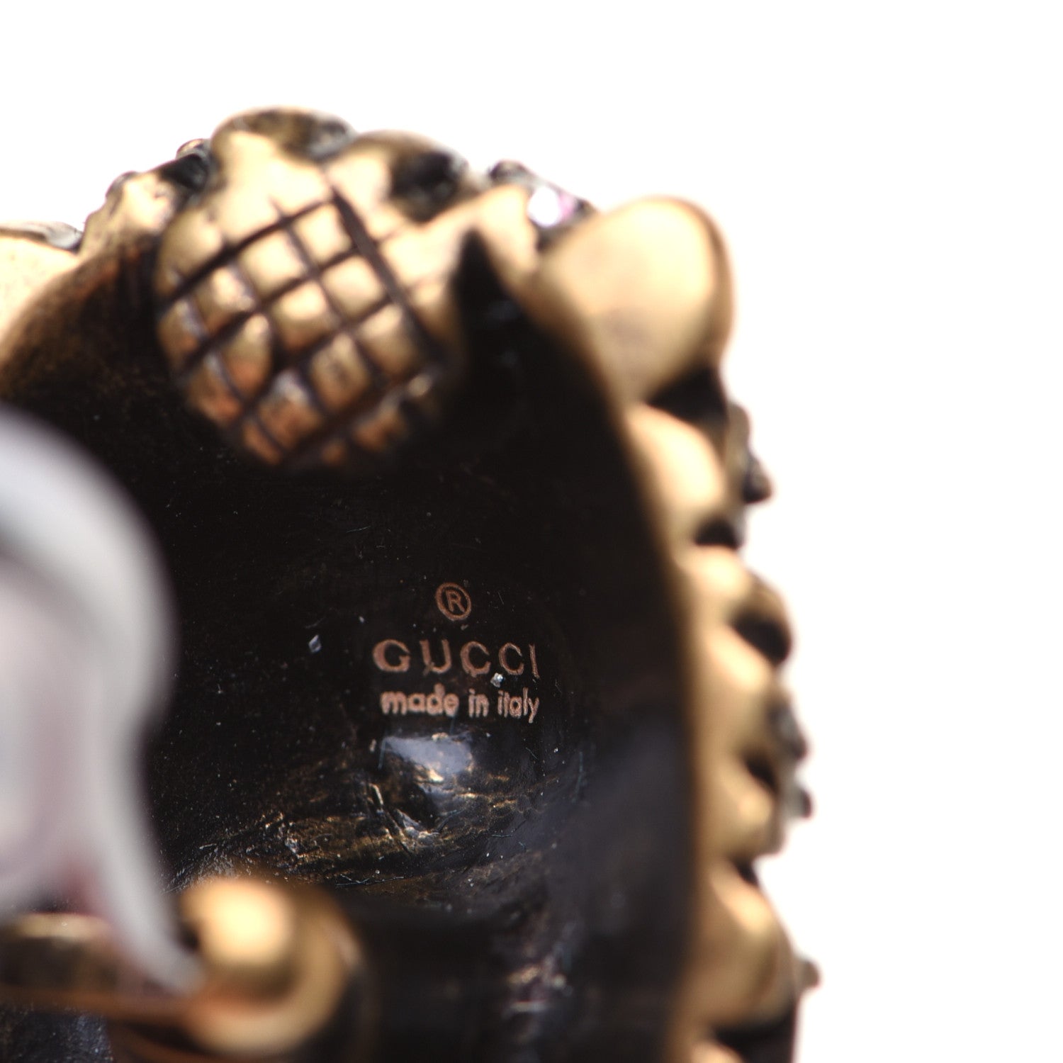 Gucci Metal Crystal Asymmetric Lion Head Earrings Multicolor 4 of 11