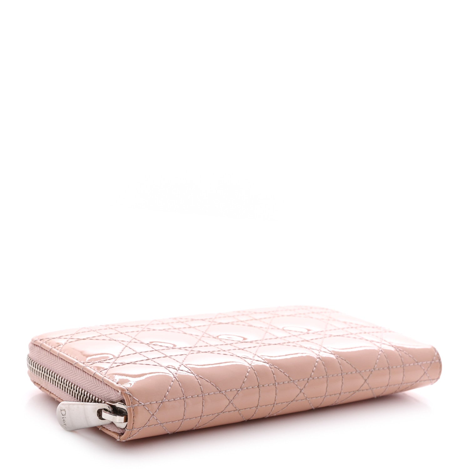 Christian Dior Patent Cannage Lady Dior Continental Zip Wallet Pink 4 of 15
