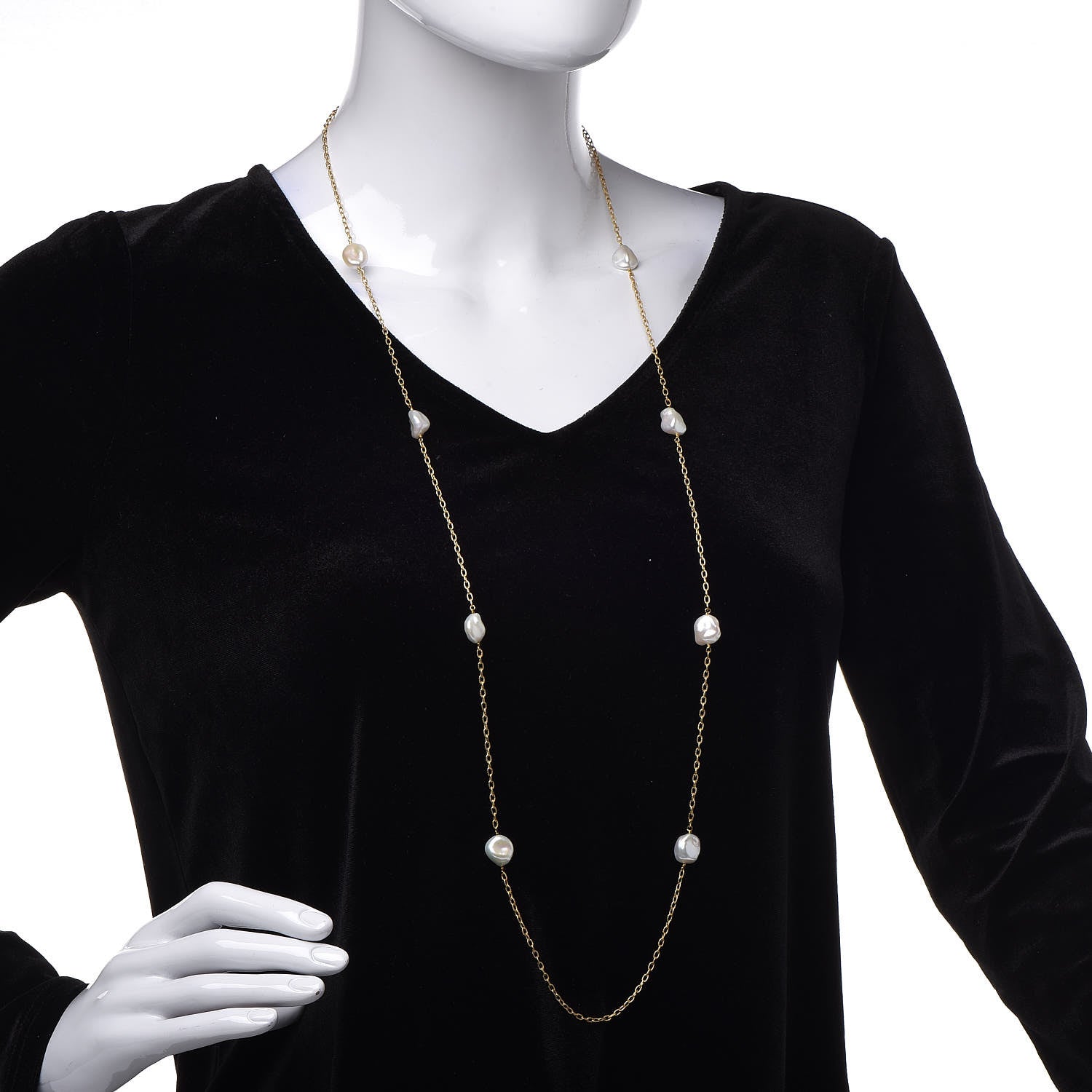 David Yurman 18K Yellow Gold Freshwater Pearl Station Chain Necklace 2 of 5