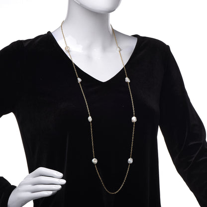 David Yurman 18K Yellow Gold Freshwater Pearl Station Chain Necklace 2 of 5