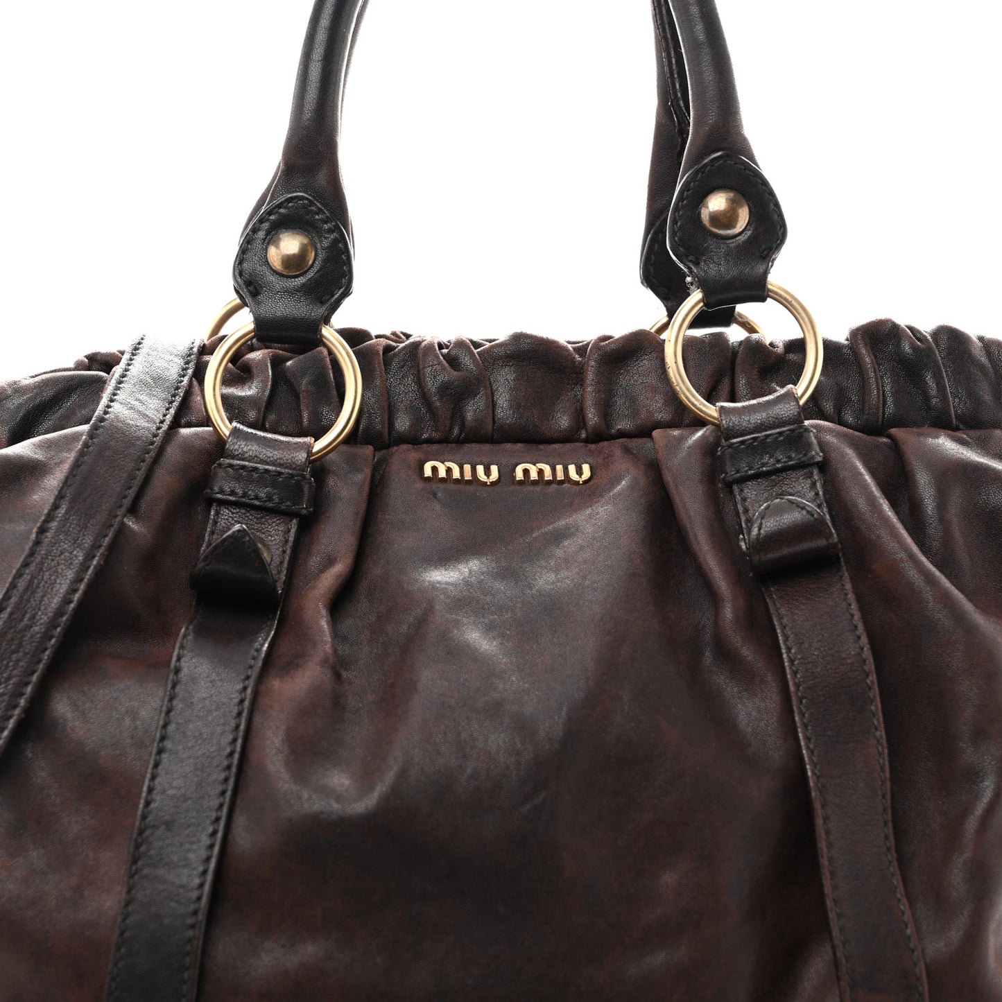 Vitello Lux Gathered Tote Brown