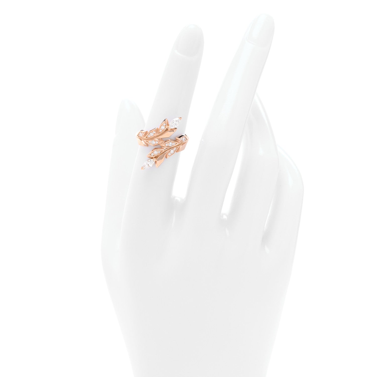 Tiffany 18K Rose Gold Diamond Victoria Vine Bypass Ring 52 6 2 of 5