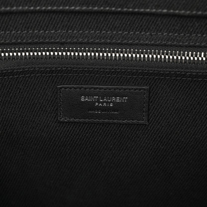 Saint Laurent Linen Calfskin Rive Gauche Tote Black 7 of 9