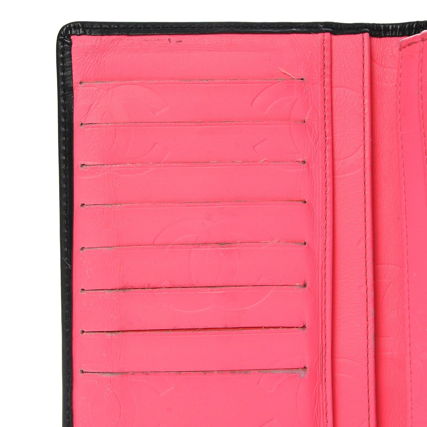 Calfskin Quilted Cambon Yen Wallet Black White