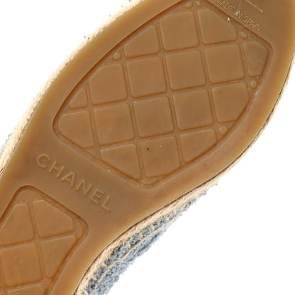 Chanel Fabric Grosgrain CC Espadrille 37 Blue Light Gray Black 9 of 14