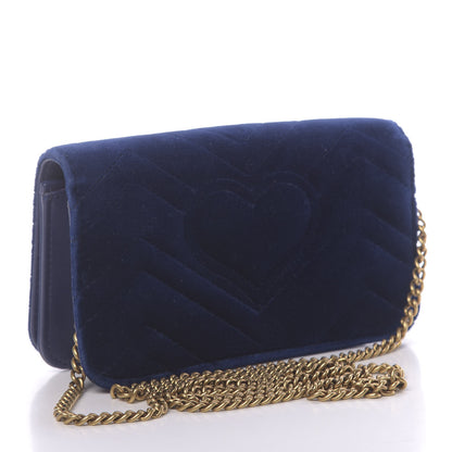 Gucci Velvet Matelasse GG Marmont Mini Bag Cobalt Blue 3 of 11