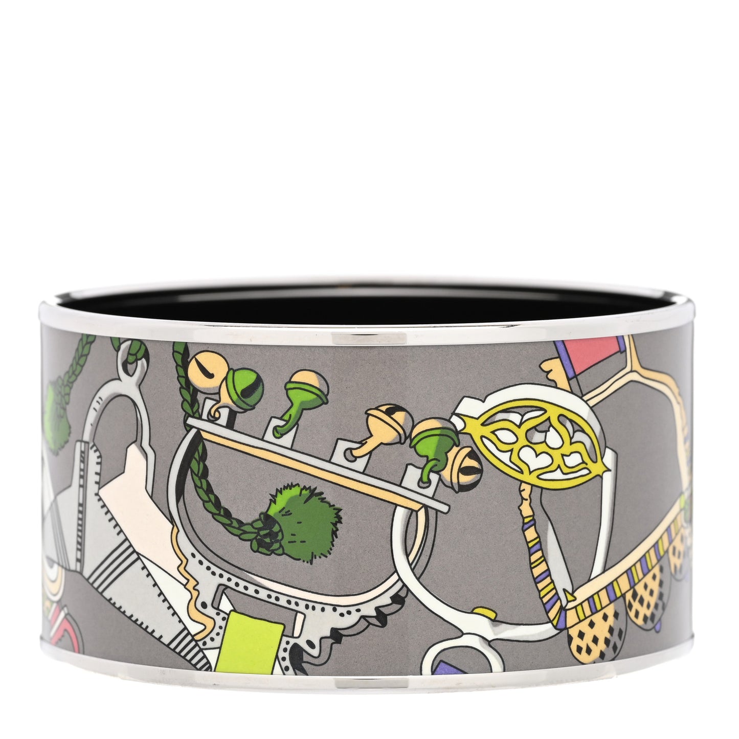 Enamel Printed Extra Wide Concours d'Etrier Bracelet 65 Taupe