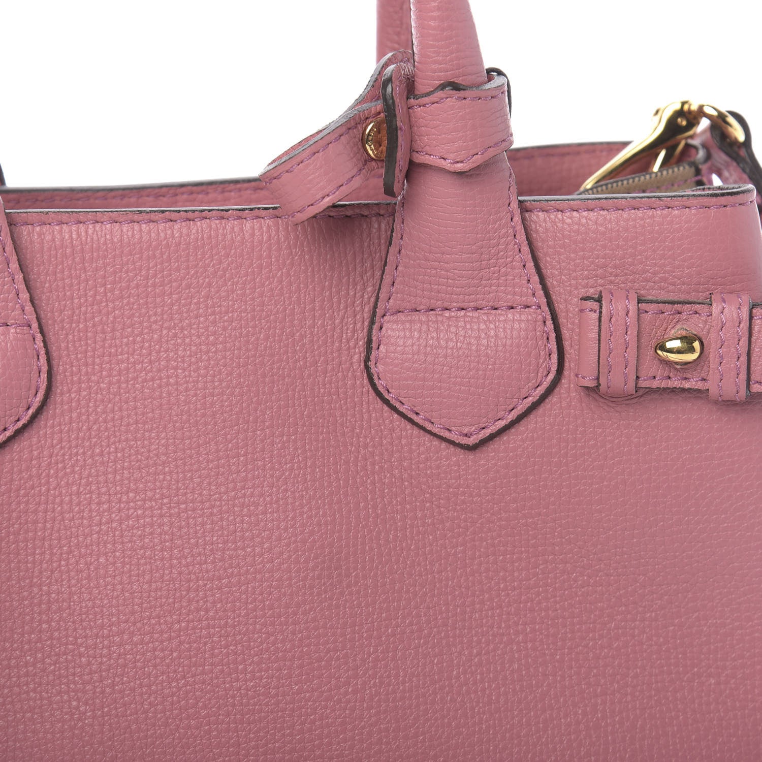 Burberry Grainy Calfskin House Check Small Banner Tote Mauve Pink 11 of 11