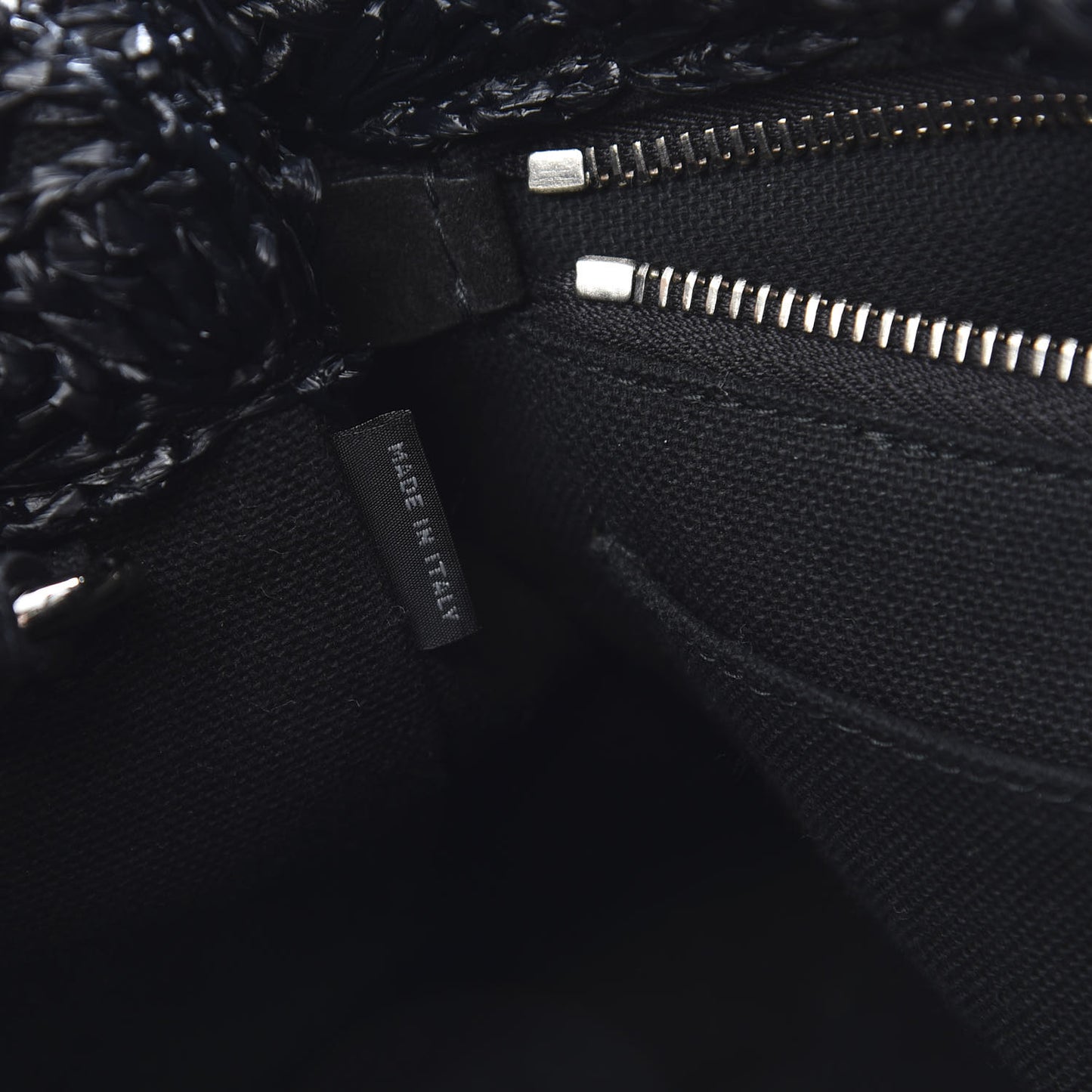 Raffia Crochet Giardiniera Tote Black