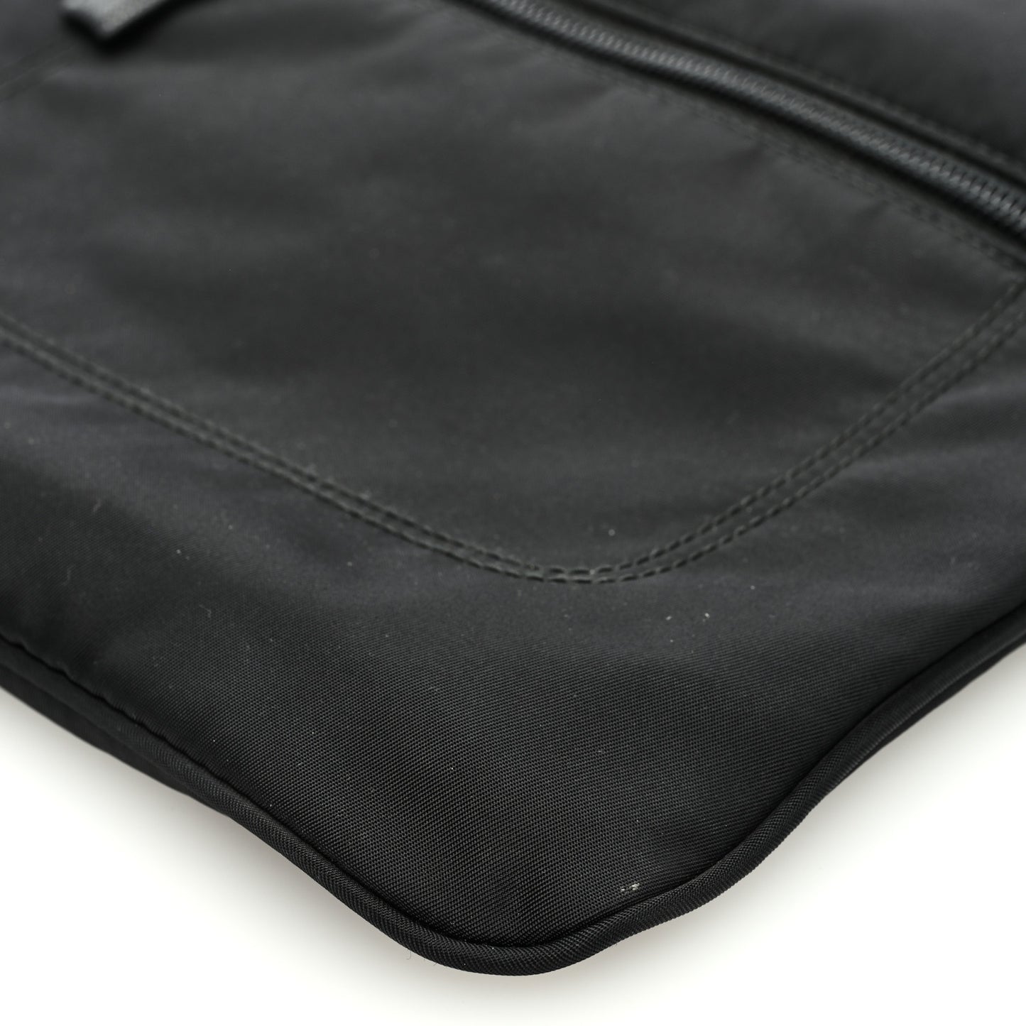 Nylon Saffiano Flat Messenger Bag Black