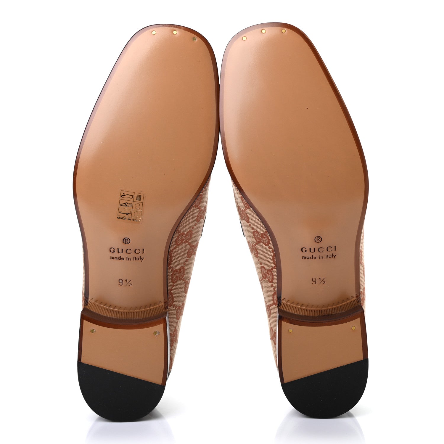 Gucci GG Monogram Goatskin Web Mens Horsebit Loafers 9.5 Beige Ruggine Light Brown 5 of 8