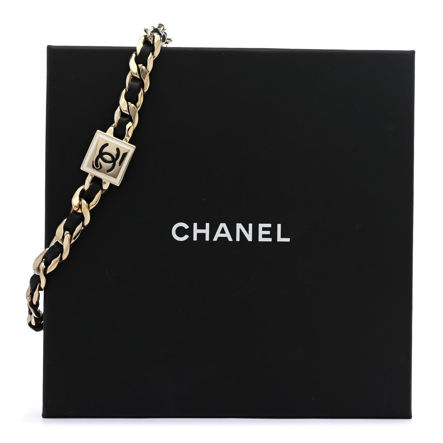 Chanel Metal Lambskin CC Square Choker Gold Black White 7 of 7