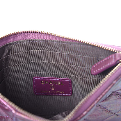 Chanel Metallic Aged Calfskin Quilted Classic Flat Wallet Pouch Purple 6 of 11