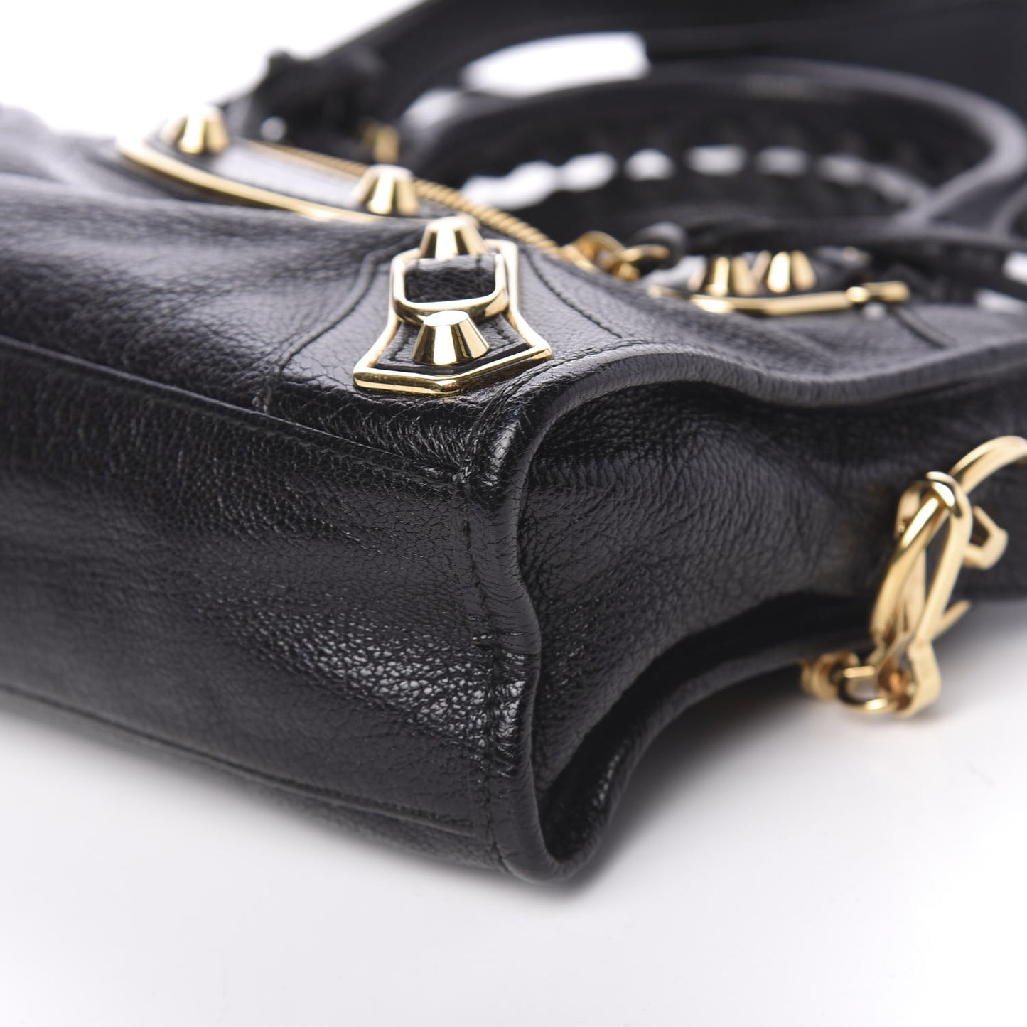 Chevre Gold Metallic Edge Hardware Mini City Black