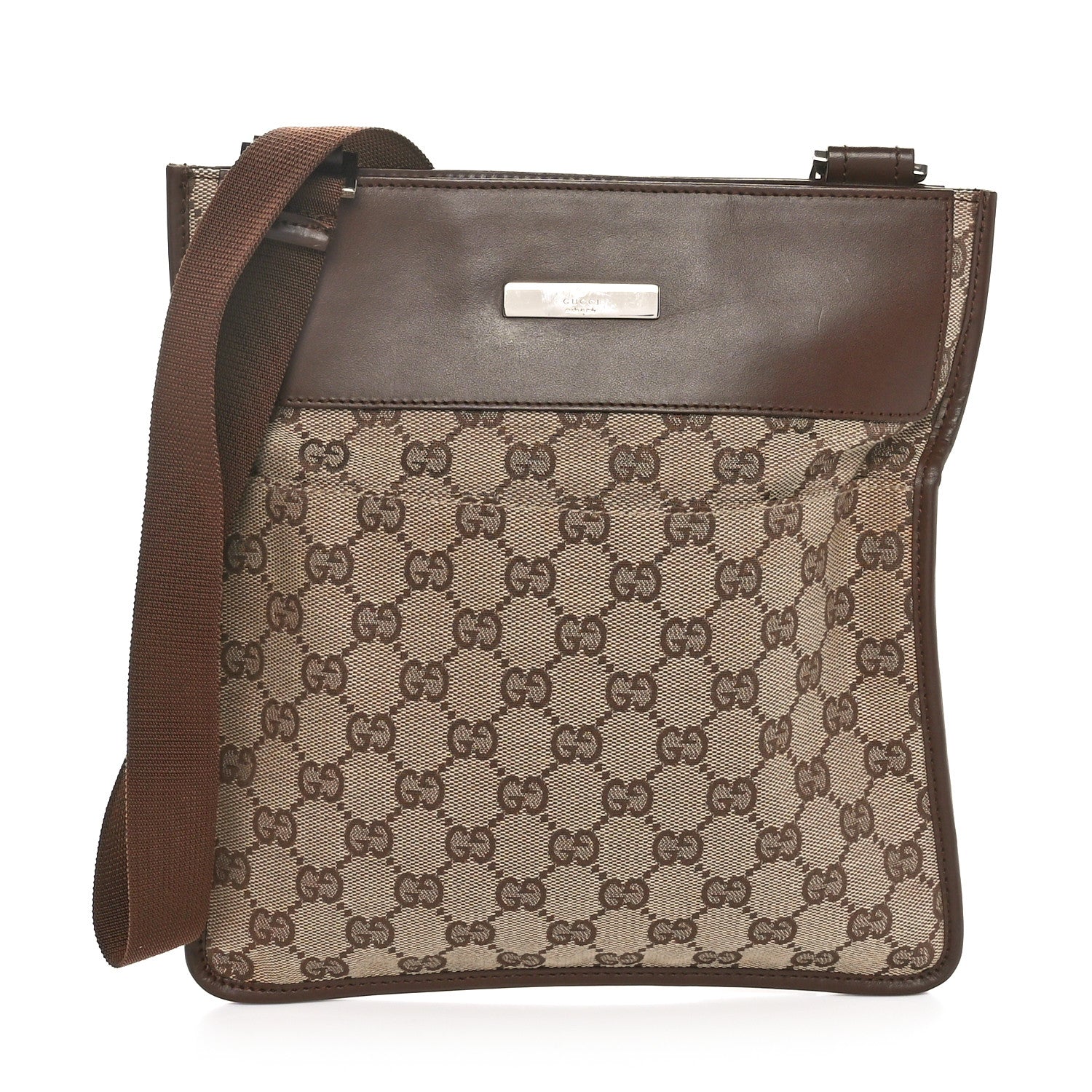 Gucci Monogram Messenger Crossbody Bag Dark Brown 1 of 10