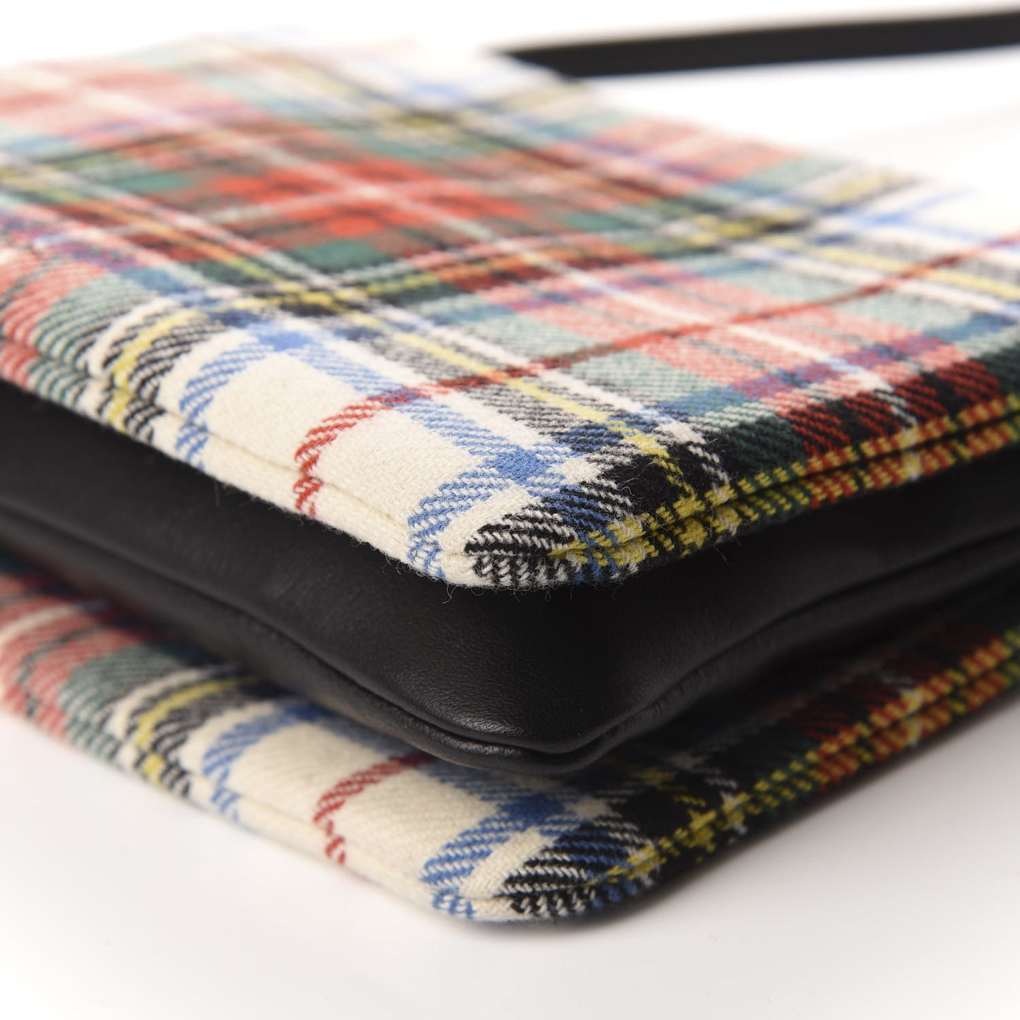 Tartan Felt Plaid Small Trio Crossbody Bag Red Blue