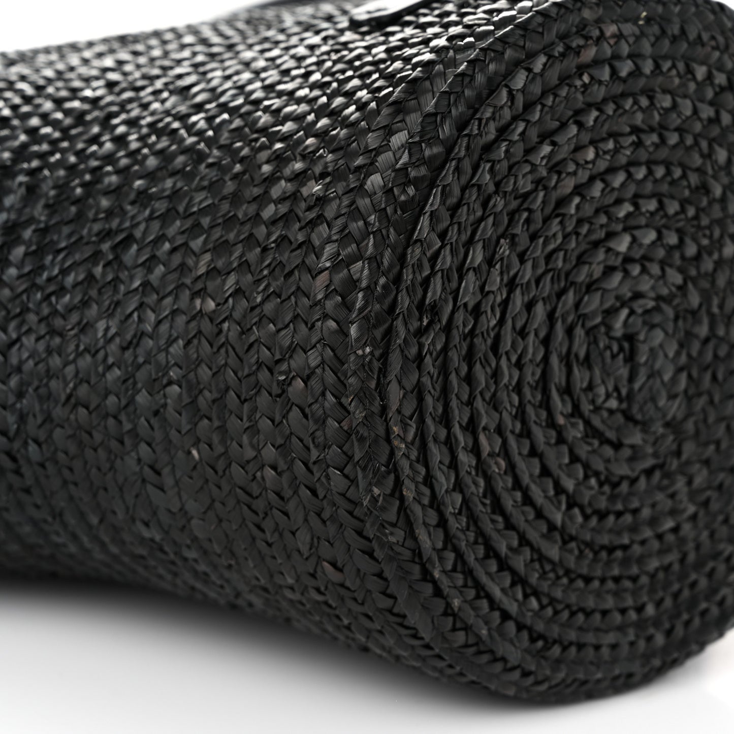 Raffia Woven Medium Basket Tote Black