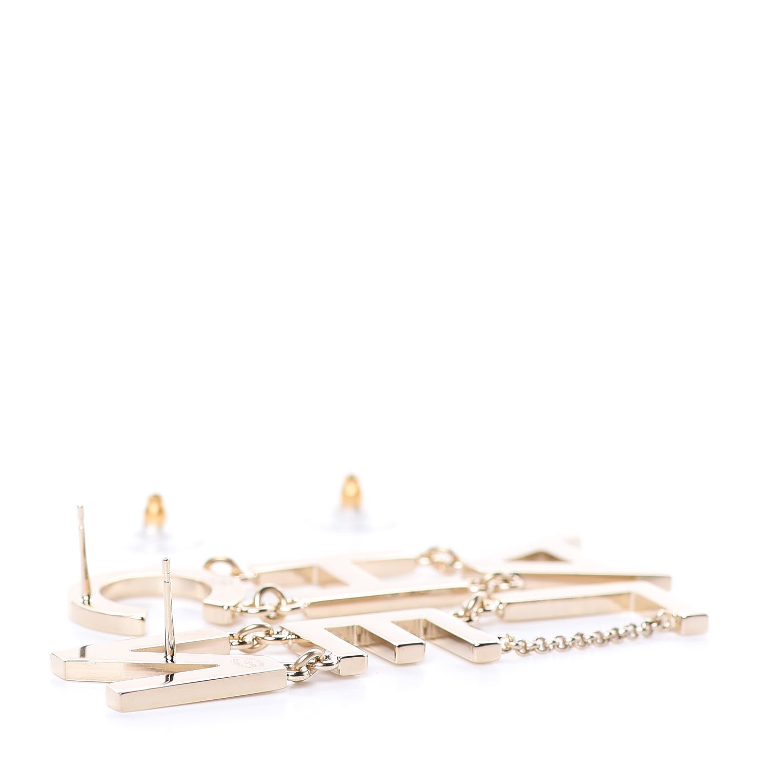 Chanel Metal Cha-Nel Logo Drop Earrings Gold 3 of 5