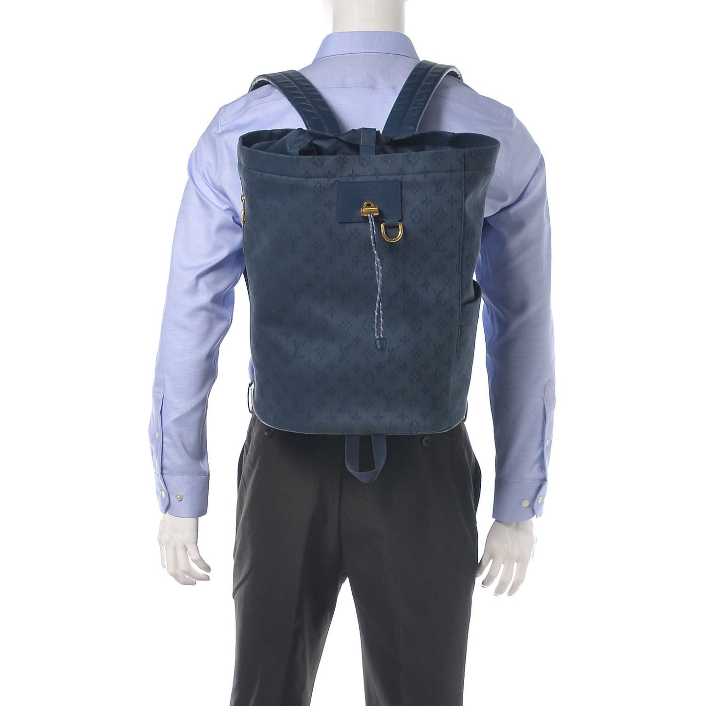 Monogram Denim Chalk Backpack Navy