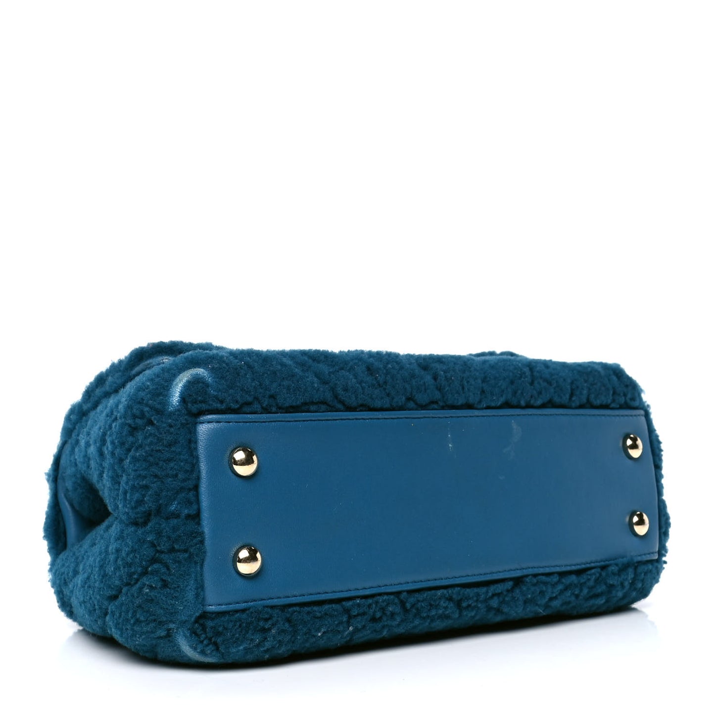 Shearling Lambskin Chevron Quilted Mini Coco Handle Flap Turquoise