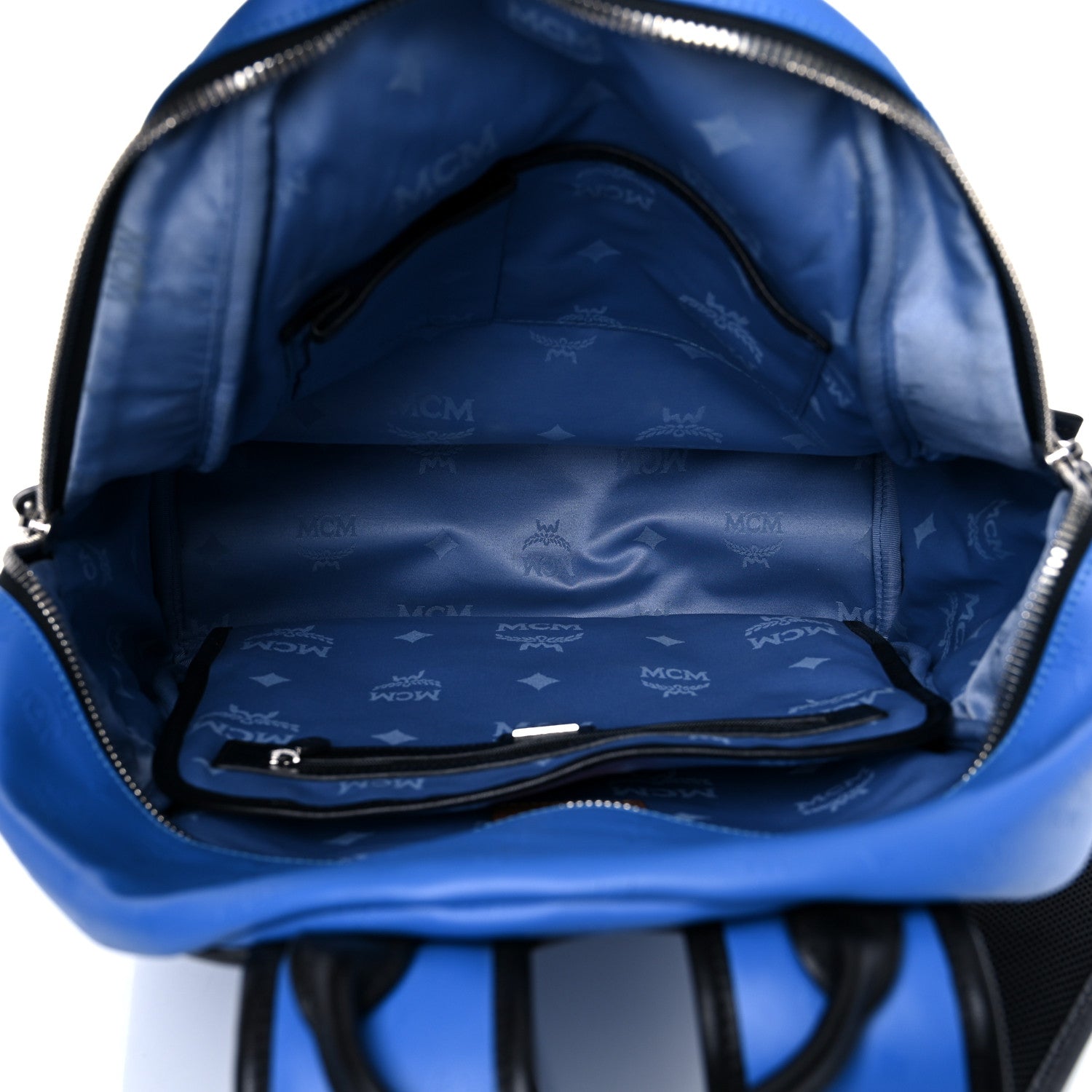 MCM Calfskin Visetos Diamond Print Backpack Blue 5 of 15
