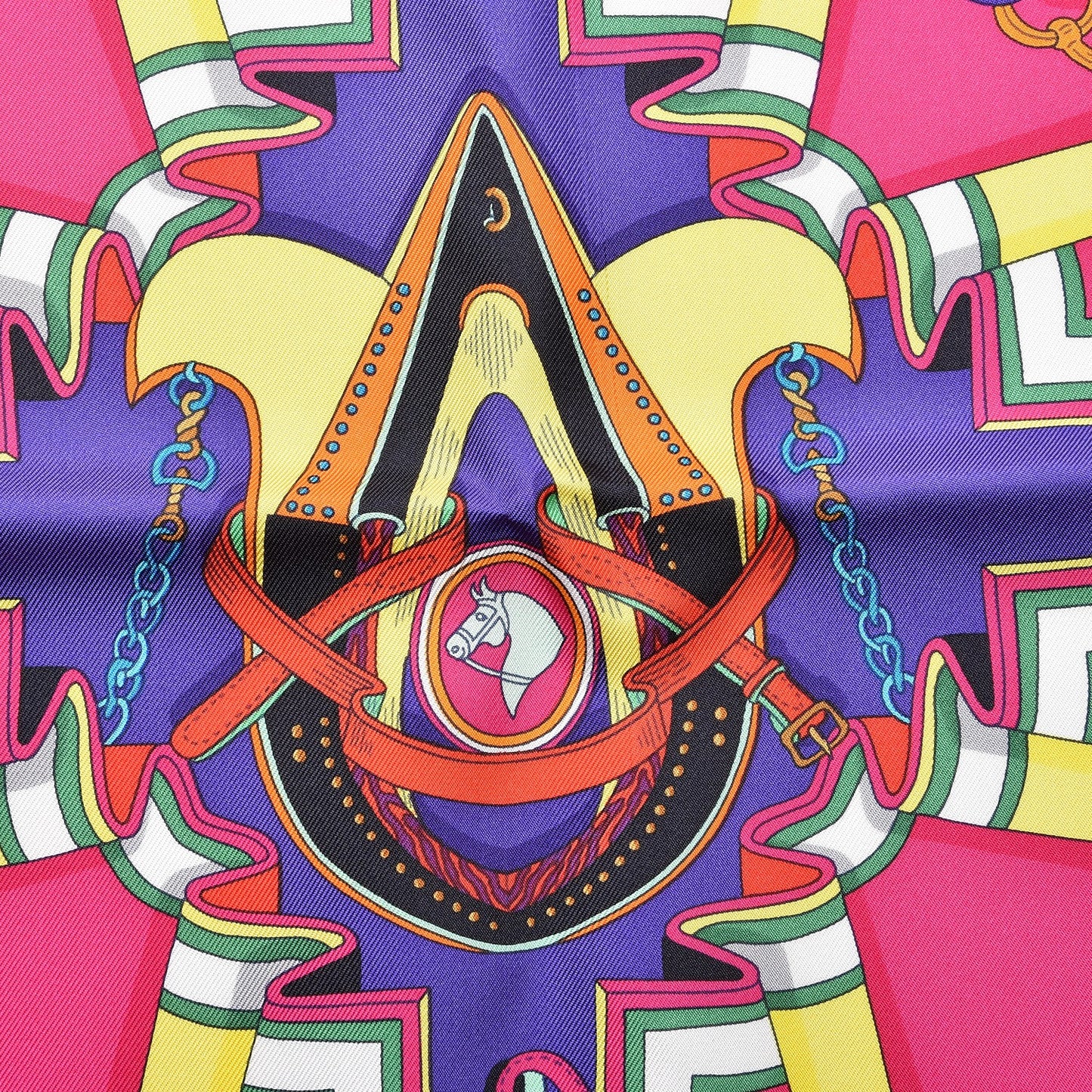 Silk Bouquets Sellier Scarf 90 Violet Jaune Vif Fuchsia