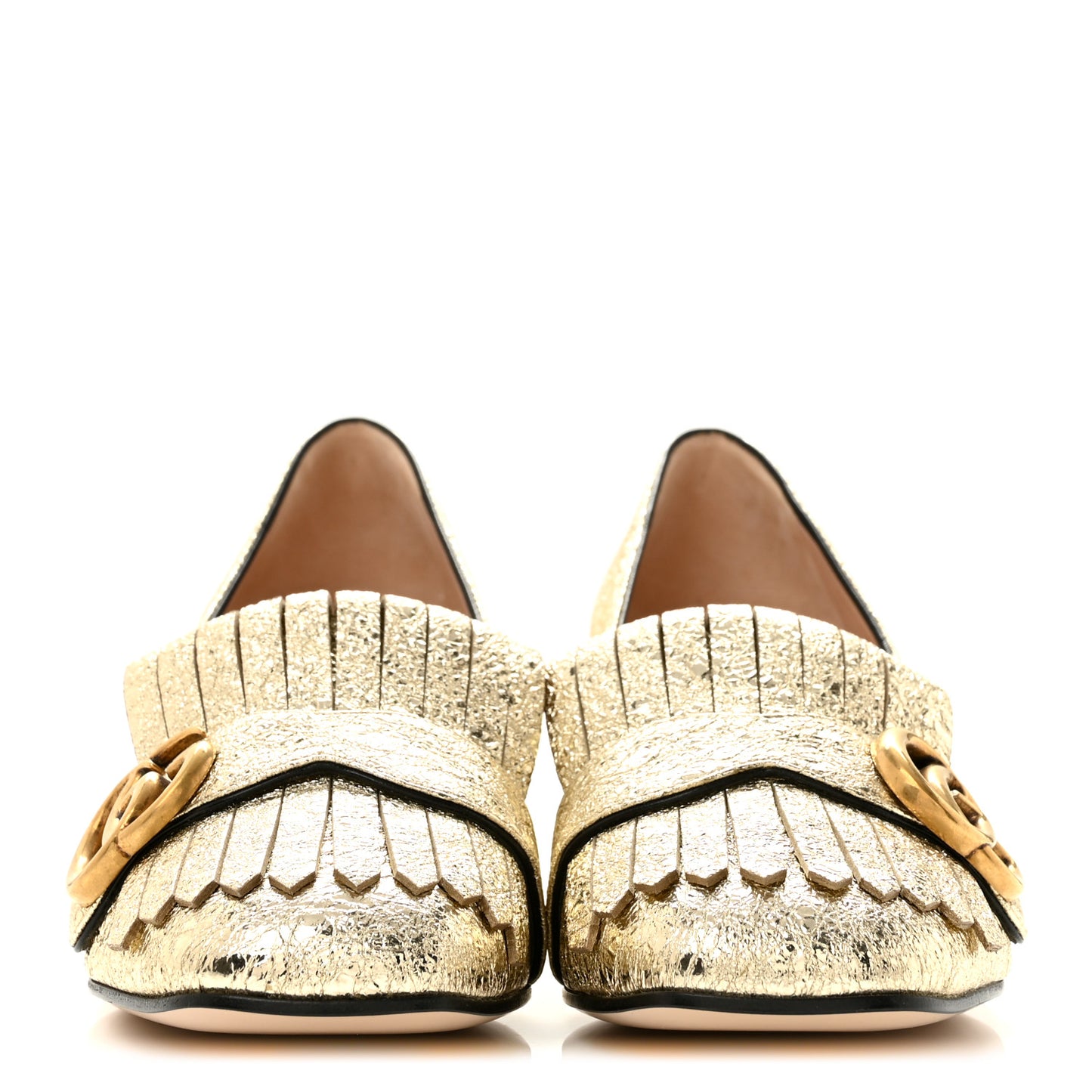 Galassia GG Marmont Fringe 50mm Loafer Pumps 37 Platino