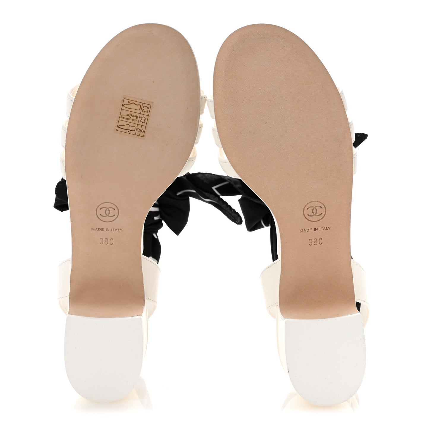 Lambskin Silk CC Wrap Ankle Sandals 38 White